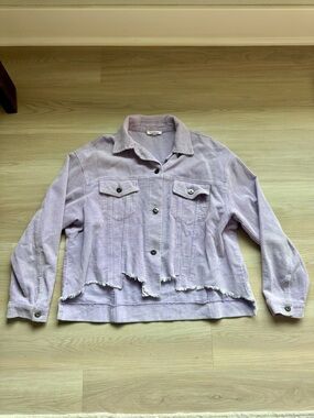 GeeGee Purple Corduroy Jacket with Distressed Hem - Size Small